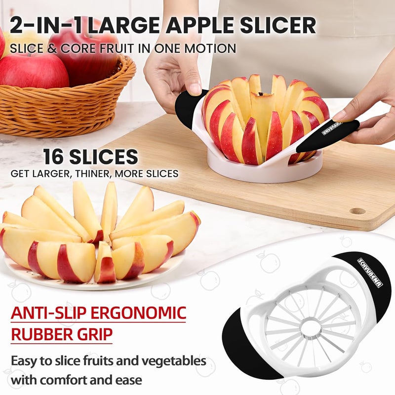 SCHVUBENR Apple Slicer and Corer - 4.72 Inch Stainless Steel Apple Cutter with 16 Sharp Blades - Professional Apple Divider Tool for Quick Slices - Easy to Use & Clean - Slice Fruits with Ease - Black - Image 2